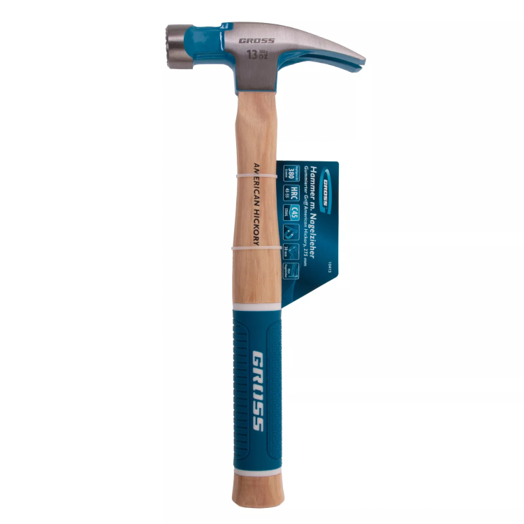 Молоток-гвоздодер GROSS 10413, 380 г, угол 75, магнит, обрезиненная рукоятка American Hickory купить в Муравленко