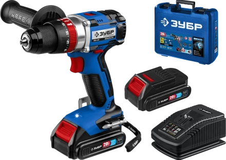 Бесщеточная дрель-шуруповерт ударная Зубр, 2 АКБ T7 (2 Ач), в кейсе DBS-201-22 серия «ПРОФЕССИОНАЛ» купить в Муравленко