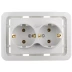 Розетка СВЕТОЗАР &quot;ГАММА&quot; двойная, с заземлением, цвет белый, 16А/~250В SV-54107-W купить в Муравленко