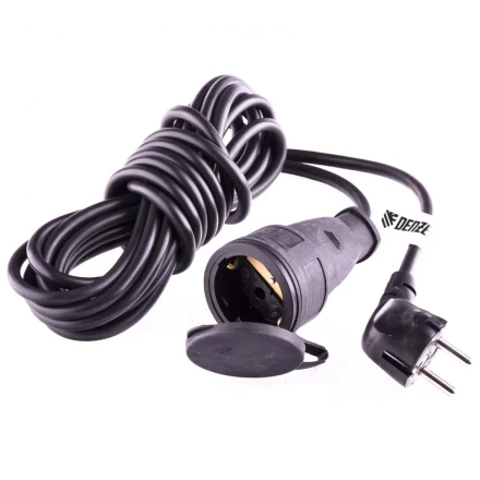 Удлинитель бытовой с заземлением 5 м 1 прорезиненная розетка 16 A серия УХз16 Denzel 95917 купить в Муравленко