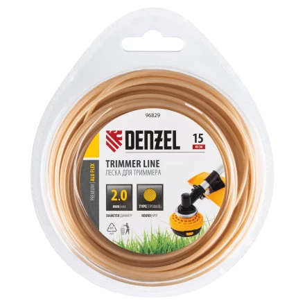 Леска для триммера армированная алюминием круглая, 2,0мм х 15м, блистер ALUFLEX Denzel 96829 купить в Муравленко