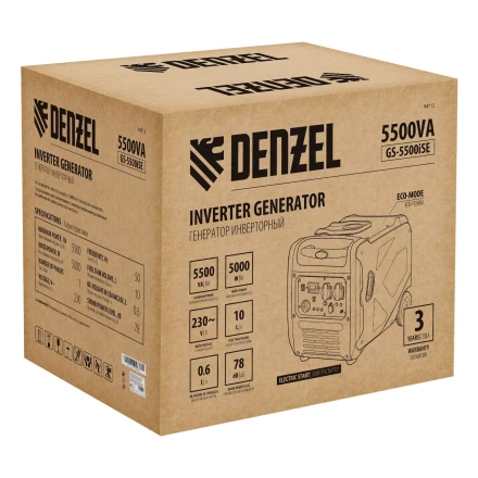 Генератор инверторный Denzel GS-5500iSE, 5,5 кВт, 230 В, закрытый корпус,электростартер купить в Муравленко