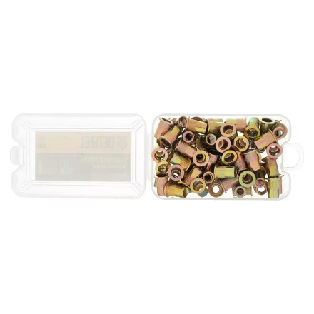 Заклепки резьбовые, стальные, оцинкованные, М6, пластиковый кейс, 70 шт. Denzel 40603 купить в Муравленко