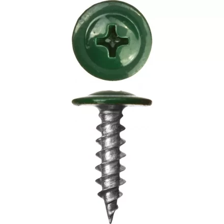 Саморезы ЗУБР с прессшайбой по листовому металлу до 0,9 мм, окрашенные в RAL-6005, PH2, 4,2х25 мм, 400шт 300191-42-025-6005 купить в Муравленко