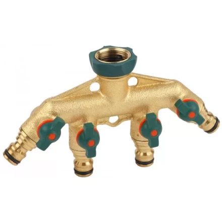 Распределитель RACO &quot;Profi-Plus&quot; четырехканальный, латунный с покрытием TPR, 3/4&quot; 4244-55134D купить в Муравленко