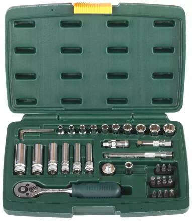 Набор KRAFTOOL &quot;INDUSTRIE QUALITAT&quot; Торцовые головки, 1/2&quot;, 1/4&quot;, 37 предметов 27881-H37 купить в Муравленко