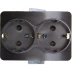 Розетка СВЕТОЗАР &quot;ГАММА&quot; с заземлением, двойная, без вставки и рамки, цвет темно-серый металлик, 16А/~250В SV-54107-DM купить в Муравленко