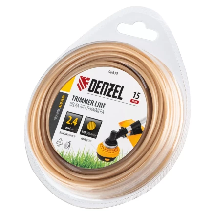 Леска для триммера армированная алюминием круглая, 2,4мм х 15м, блистер ALUFLEX Denzel 96830 купить в Муравленко