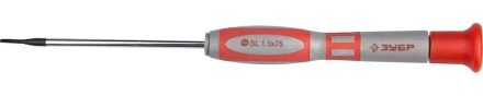 Отвертка ЗУБР &quot;МАСТЕР&quot; для точных работ, Cr-V, SL 1,5x75мм 25631-1.5-075 купить в Муравленко