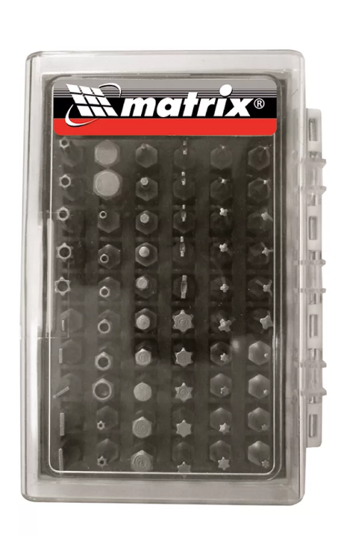 Набор бит с магнитным держателем, CrV,61шт MATRIX 11387 купить в Муравленко