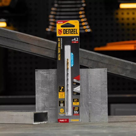 Сверло спиральное по металлу 4,2 х 119 мм, Р6М5, Golden Tip, удлиненное Denzel 718251 купить в Муравленко