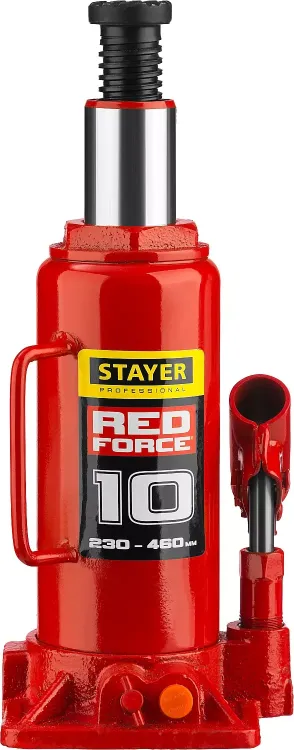 Домкрат гидравлический бутылочный "RED FORCE", 10т, 230-460 мм, STAYER 43160-10 43160-10_z01 купить в Муравленко