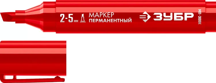ЗУБР МП-300К красный, 2-5 мм, клиновидный перманентный маркер (06323-3) купить в Муравленко
