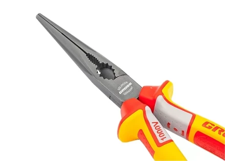 Длинногубцы прямые диэлектрические рукоятки до 1000 В трехкомпонентные рукоятки 205 мм GROSS 17177 купить в Муравленко