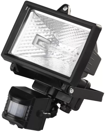 Прожектор галогеновый СВЕТОЗАР с датчиком движения, с дугой крепления под установку, цвет черный, 150Вт SV-57111-B купить в Муравленко