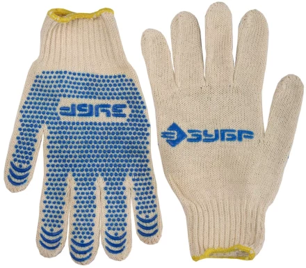 Перчатки ЗУБР хлопчатобумажные с защитой от скольжения, XL 114031 купить в Муравленко