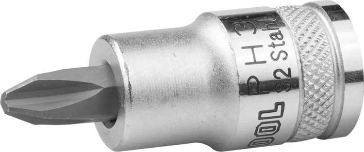 Торцовая бита-головка KRAFTOOL "INDUSTRIE QUALITAT", материал S2, PHILLIPS, сатинированная, 1/2", PH3 27901-3_z01 купить в Муравленко
