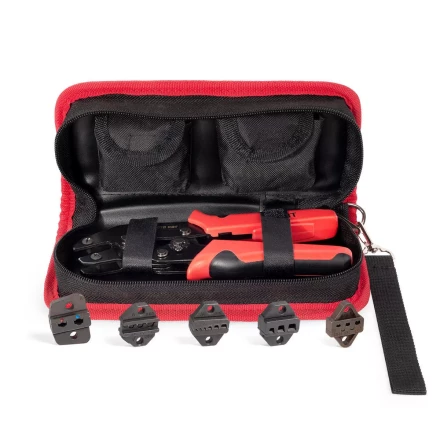 Пресс-клещи КВТ СТС+5 с 5 матрицами для опрессовки автоклемм, втулочных, изолированных и неизолированных наконечников (набор) (86875) купить в Муравленко