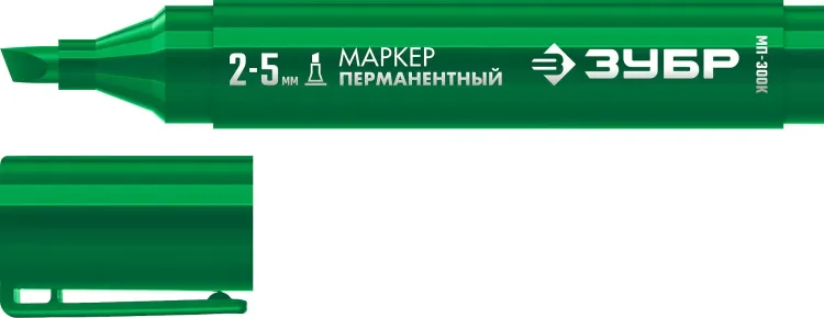 ЗУБР МП-300К зеленый, 2-5 мм, клиновидный перманентный маркер (06323-4) купить в Муравленко