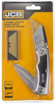 Нож JCB складной многофункц, трапец лезвие, тип &quot;А24&quot;, перочин лезвие с серрейтор заточкой, мет корпус, чехол, 5 лезвий JLC003 купить в Муравленко