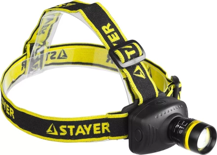 Фонарь STAYER &quot;PROFESSIONAL&quot; налобный светодиодный, 3Вт(140Лм), регулируемый фокус, 3 режима, 3ААА 56566 купить в Муравленко