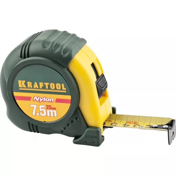 Рулетка KRAFTOOL "EXPERT" с нейлоновым покрытием, обрезин корпус, 7,5/25мм 34122-08_z01 купить в Муравленко