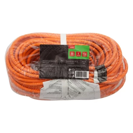 Удлинитель-шнур силовой 30 м, 10A, тип УХ10, 1 розетка, Россия Сибртех 96053 купить в Муравленко