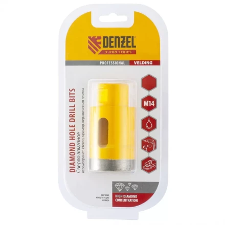 Сверло алмазное по керамограниту 25мм мокрое резание М14 DENZEL 72681 купить в Муравленко