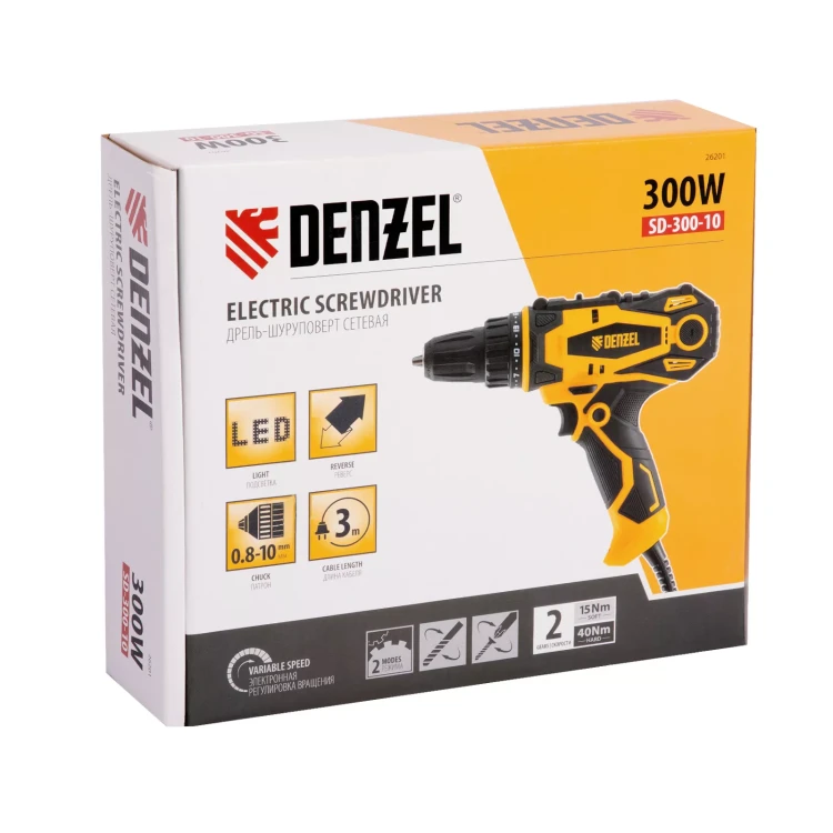 Дрель-шуруповерт сетевая SD-300-10// Denzel 26201 купить в Муравленко