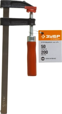 Струбцина ЗУБР "СТАНДАРТ", тип "F", деревянная ручка, стальная закаленная рейка, 50х200мм 32152-50-200 купить в Муравленко