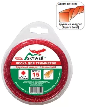 Леска для триммера SQUARE TWIST (квадрат крученый) 3,3ММХ15М купить в Муравленко