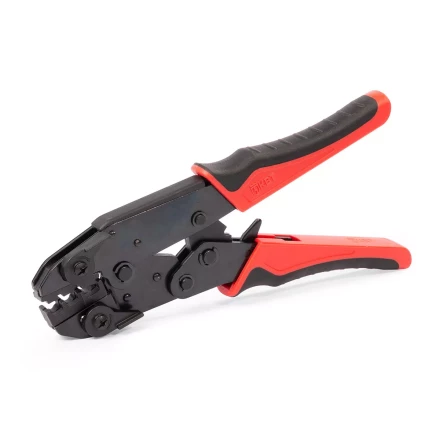 Пресс-клещи КВТ СТО+5 с 5 матрицами МПК для опрессовки разъемов, втулочных, изолированных и неизолированных наконечников (набор) (90777) купить в Муравленко