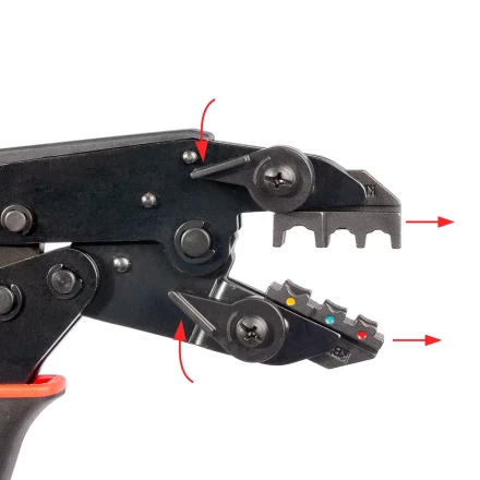 Пресс-клещи КВТ СТО+5 с 5 матрицами МПК для опрессовки разъемов, втулочных, изолированных и неизолированных наконечников (набор) (90777) купить в Муравленко
