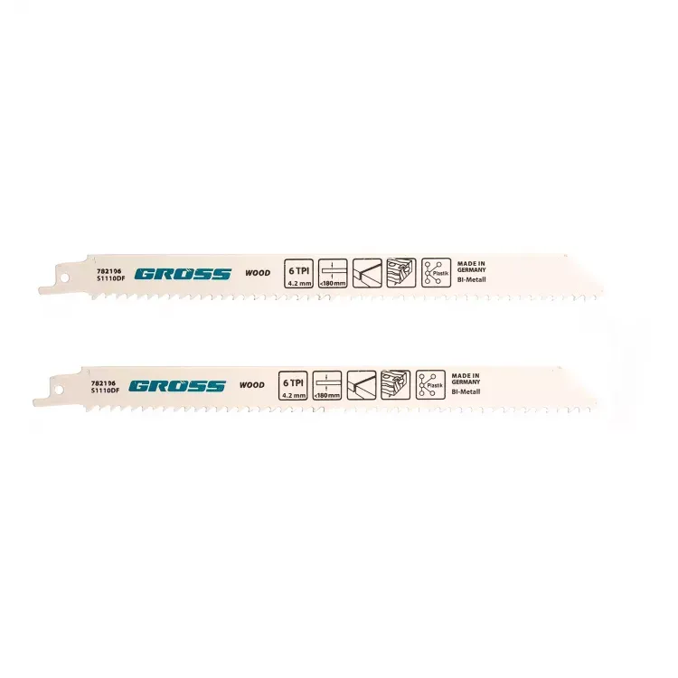 Полотна по дереву для сабельной пилы 4444 - S1110DF 210 x 42 мм 2 шт Gross 782106 купить в Муравленко