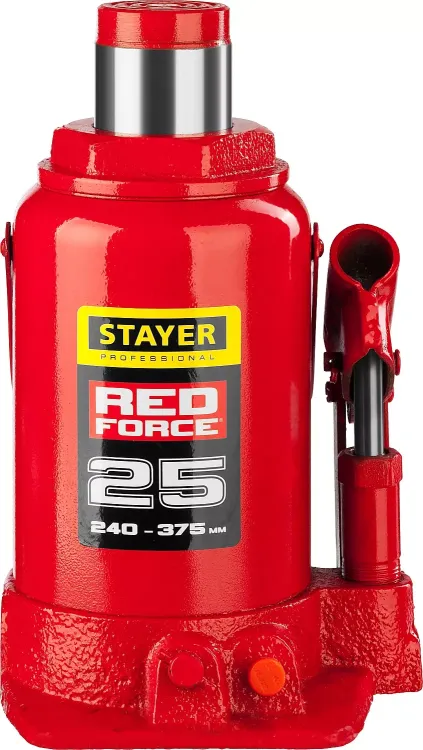 Домкрат гидравлический бутылочный "RED FORCE", 25т, 240-375 мм, STAYER 43160-25 43160-25_z01 купить в Муравленко