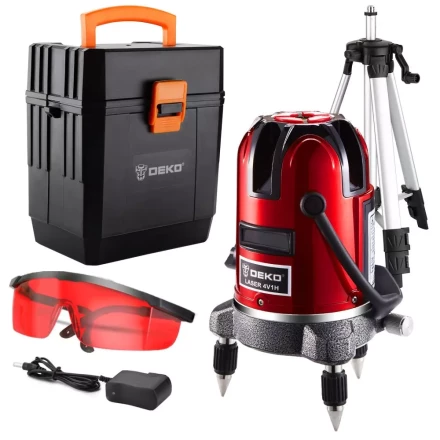 Уровень лазерный LL57 SET4 DEKO, 065-0296, в пластиковом кейсе со штативом купить в Муравленко