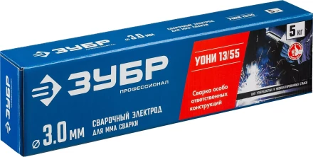 ЗУБР Д 3.0 х 350 мм, 5 кг в коробке, УОНИ 13/55 с основным покрытием, электрод сварочный, Профессионал (40025-3.0) купить в Муравленко