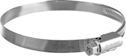 ЗУБР Х-9Н, 70 - 90 мм, накатная лента 9 мм, цинк, 25 шт, червячный хомут (37807-90)