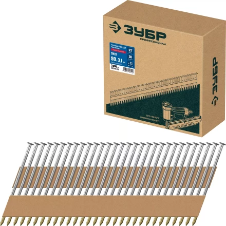ЗУБР SN21 90 х 3.1 мм, реечные гвозди рифленые оцинкованные, 2010 шт(305396-90) купить в Муравленко