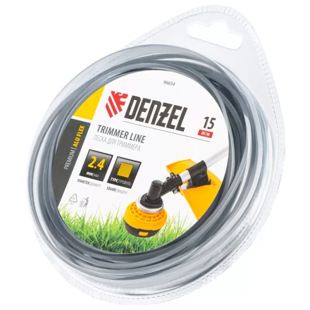 Леска для триммера армированная алюминием квадратная, 2,4мм х 15м, блистер ALUFLEX Denzel 96834 купить в Муравленко