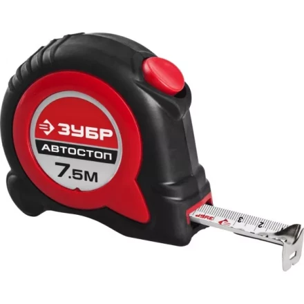 Рулетка ЗУБР &quot;МАСТЕР&quot;, двухкомпонентный корпус, автостоп, 7,5м/25мм 34052-08-25 купить в Муравленко