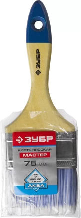 Плоская кисть ЗУБР АКВА 20 мм 3/4? светлая искусственная щетина деревянная ручка для воднодисперсионных и акриловых ЛКМ 4-01007-020 купить в Муравленко