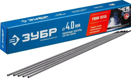 ЗУБР Д 4.0 х 450 мм, 5 кг в коробке, УОНИ 13/55 с основным покрытием, электрод сварочный, Профессионал (40025-4.0) купить в Муравленко