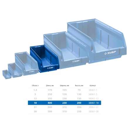 ЗУБР ЛСК-18, 18 л, 400 х 230 х 200 мм, складской лоток, Профессионал (38061-18) купить в Муравленко