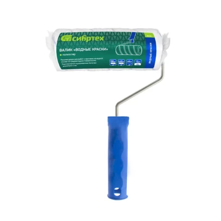 Валик &quot;Водные краски&quot;, 180 мм, ворс 12 мм, D - 48 мм, D ручки - 6 мм, полиэстер Сибртех 80186 купить в Муравленко