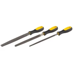 Набор STAYER "PROFI": Напильники с двухкомпонентной рукояткой, плоский, трехгранный, круглый, №2, 200мм 16610-H3