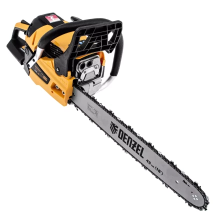Пила цепная бензиновая Denzel DS-5218, шина 45 см, 52 см3, 3 л.с, шаг 0,325, паз 1,5 мм, 72 звена 95237 купить в Муравленко