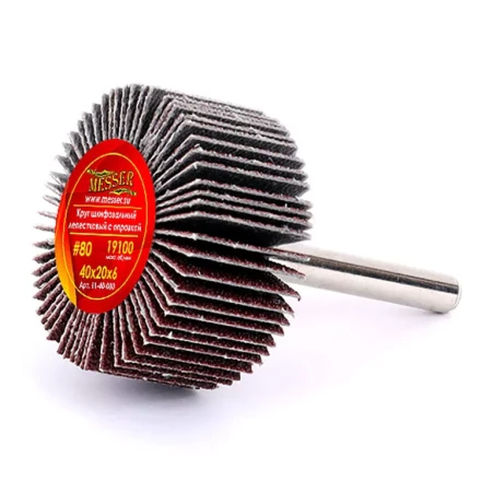 Круг MESSER шлифовальный лепестковый с оправкой (на шпильке) 40х20х6  #80 купить в Муравленко