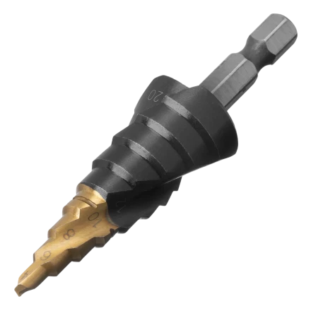 Сверло ступенчатое Denzel 723604, 6-8-10-12-14-16-18-20-22-24-26-28-30мм, Р6М5, 6-гр. хвостовик купить в Муравленко