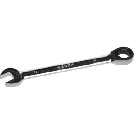 Ключ ЗУБР &quot;ПРОФИ&quot; гаечный комбинированный трещоточный, Cr-V сталь, хромированный, 14мм 27074-14 купить в Муравленко